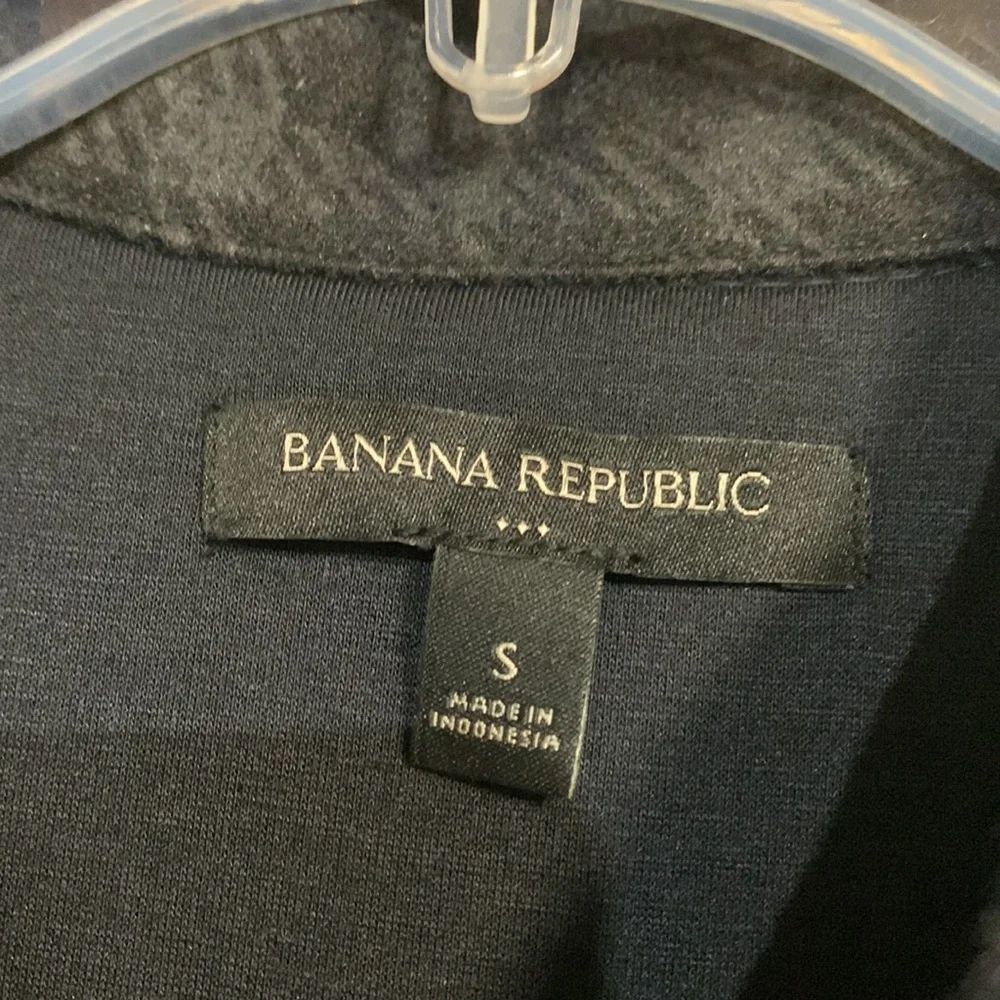 BANANA REPUBLIC WOMENS SHORT PLAID JACKET NAVY BLUE DARK GREY SMALL - Picture 3 of 8